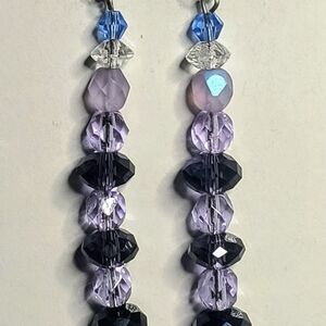 Elegant, Genuine Amethyst. Opalite & Quartz Crystal Dangle Earrings.